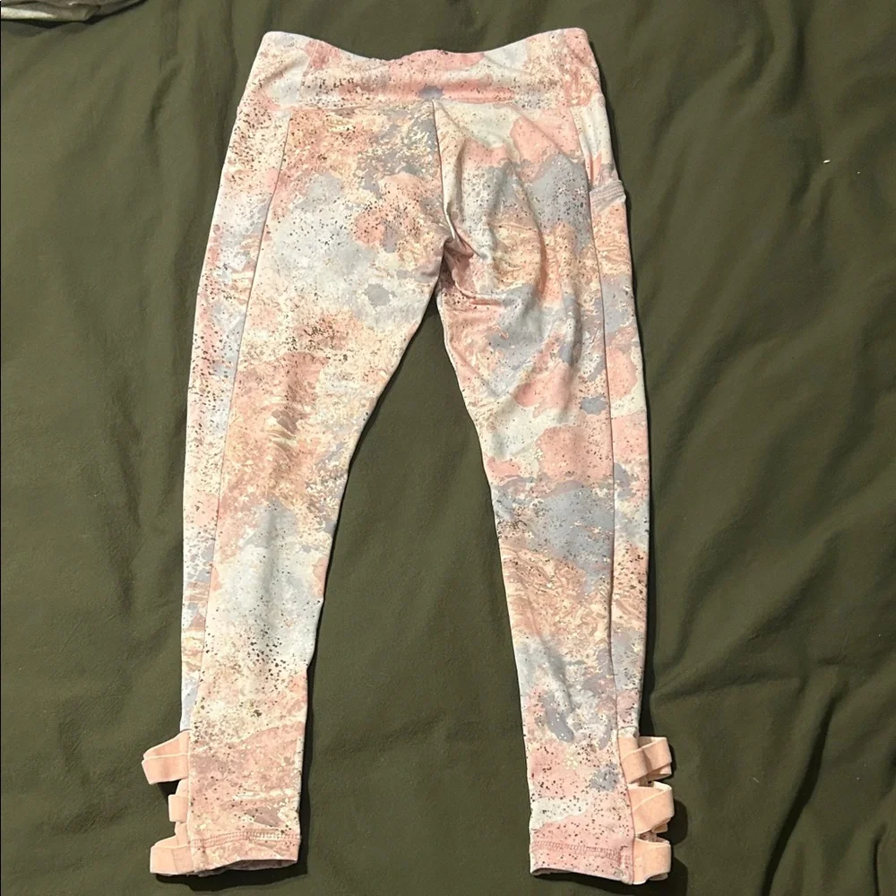 Justice Pastel Splatter Leggings with Ankle  Details